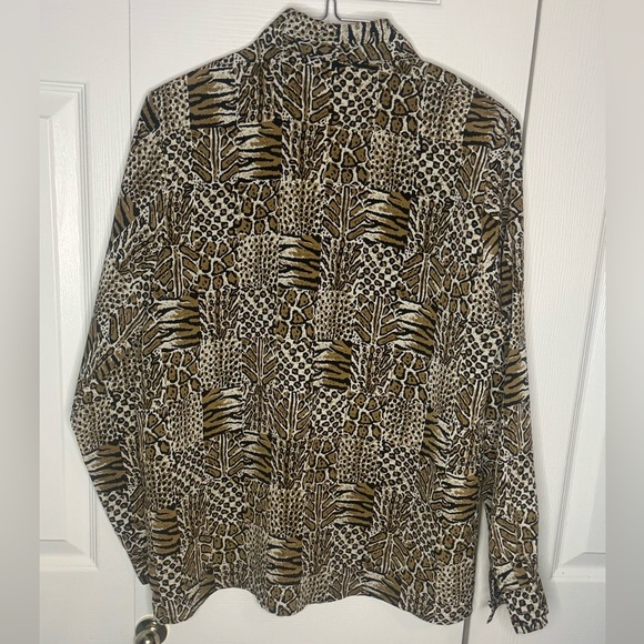 Vintage Voir Collection Animal Print Squares Blouse - Picture 4 of 5